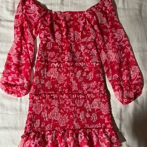 SIM & SAM RED AND PINK FLORAL DRESS